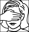 drawing of a woman covering her eyes