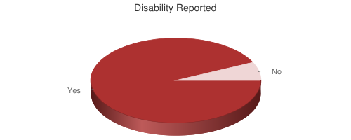 Pie chart showing reported disability