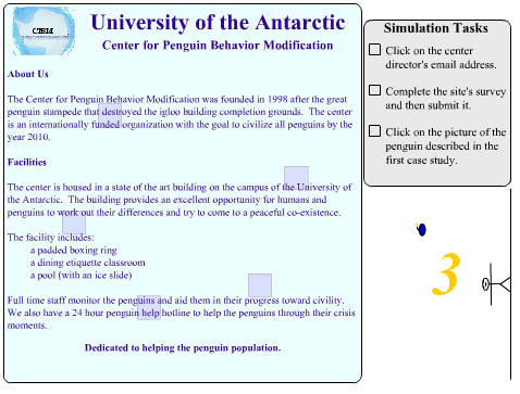 Sample view of WebAIM's distractability simulation