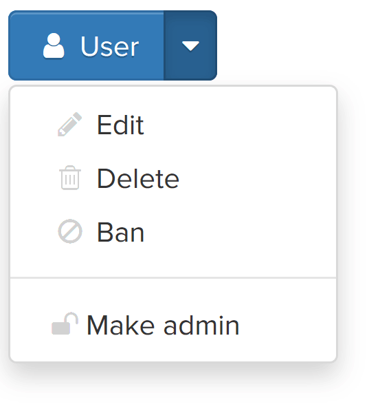 Low-contrast icons accompanied by text