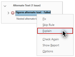 Screenshot of right-click menu with Explain highlighted and selected.