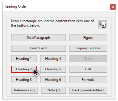Select the Heading 2 button
