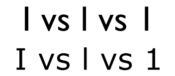 An illustration of capital I vs lowercase l vs number 1 in different typefaces.